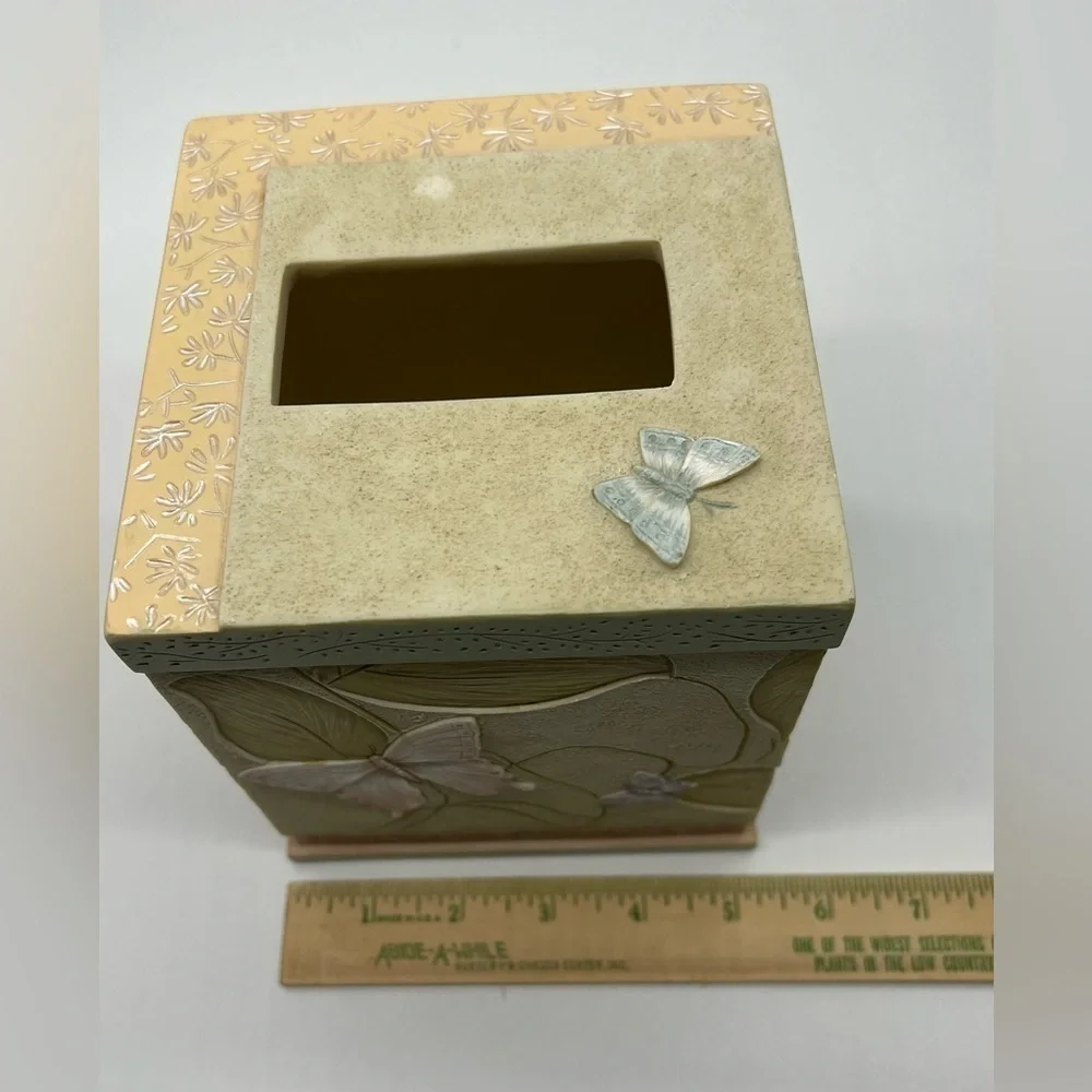 Charter Club hand painted tissue box with butterflies